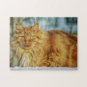 Fluffy Oranje tablet Maine Coon Cat Legpuzzel