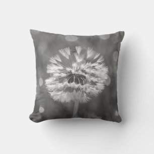 Fluffy Paardebloem Zwart-witte bloem Buitenkussen