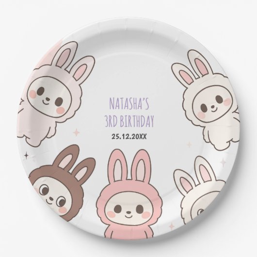 Fluffy Pastel Ugly Schattige Dolls Verjaardag Papieren Bordje (Voorkant)