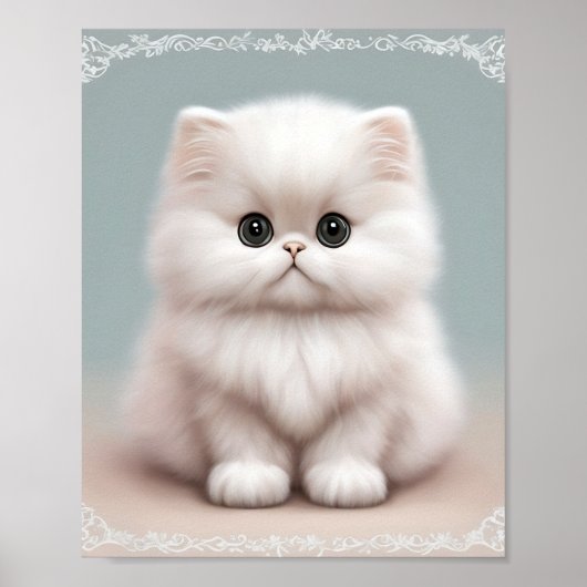 Fluffy Perzische Kat Kat Kunst Poster (Voorkant)