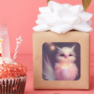 Fluffy Pink Baby Bird Vierkante Sticker