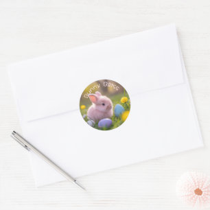 Fluffy Pink Bunny Sticker – Schattige, Pastel Pase