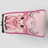 Fluffy Pink Highlands Schotse Koe Golfheadcover (Voorkant)