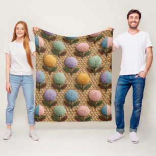 Fluffy Pom-Pom Bloemen met een Toets van Whimsy Fleece Deken