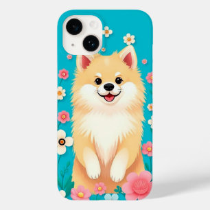 Fluffy Pomeranian Bloemrijke Charme 🌸🐾 Schattige Case-Mate iPhone 14 Hoesje