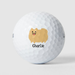 Fluffy Pomeranian Schattige Dog met aangepaste naa Golfballen