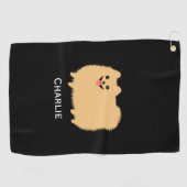Fluffy Pomeranian Schattige Dog met aangepaste naa Golfhanddoek (Horizontaal)