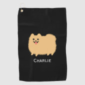 Fluffy Pomeranian Schattige Dog met aangepaste naa Golfhanddoek (Voorkant)