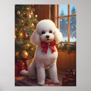 Fluffy Poodle Kerstposter Poster