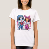 👕🐰Fluffy & Puffy Konijn Dames Basic T-shirt (Voorkant)