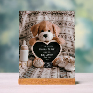 Fluffy Puppy Baby boy et faire-part de grossesse