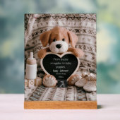 Fluffy Puppy Baby jongen en zwangerschapsaankondig Acryl Bord (Neutraal)