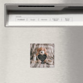 Fluffy Puppy Baby jongen en zwangerschapsaankondig Magneet (Insitu (Vaatwasser))