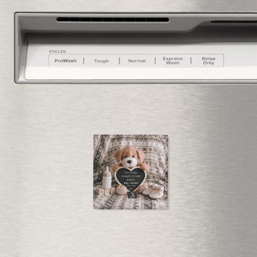 Fluffy Puppy Baby jongen en zwangerschapsaankondig Magneet (Insitu (Vaatwasser))