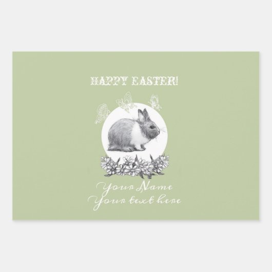Fluffy rabbit Wrapping Paper Flat Sheet Set 3 (Voorkant)
