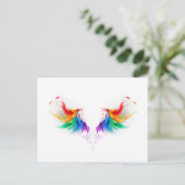 Fluffy Rainbow Wings Aankondigingskaart (Staand voorkant)