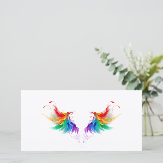 Fluffy Rainbow Wings Bedankkaart (Staand voorkant)