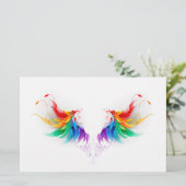 Fluffy Rainbow Wings Briefpapier (Staand voorkant)