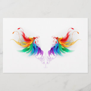 Fluffy Rainbow Wings Briefpapier