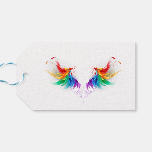 Fluffy Rainbow Wings Cadeaulabel (Achterkant Horizontaal)