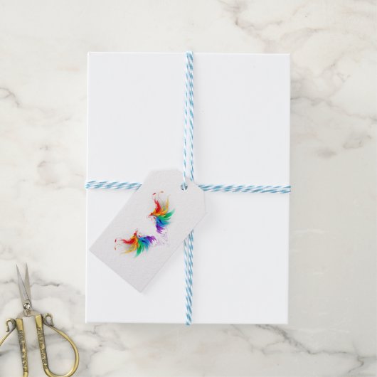 Fluffy Rainbow Wings Cadeaulabel (Met Touw)