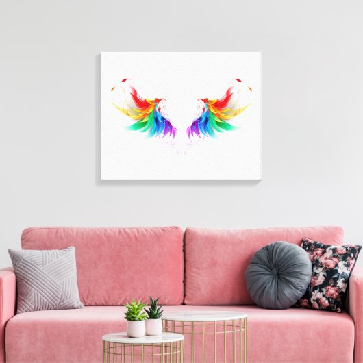 Fluffy Rainbow Wings Canvas Afdruk (Insitu (Woonkamer))