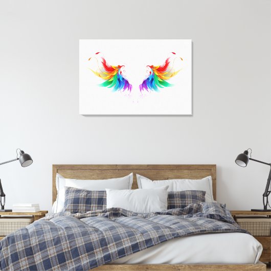 Fluffy Rainbow Wings Canvas Afdruk (Insitu (Slaapkamer))