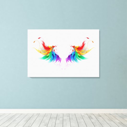 Fluffy Rainbow Wings Canvas Afdruk (Insitu (Houten vloer))