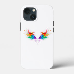 Fluffy Rainbow Wings iPhone 13 Mini Hoesje