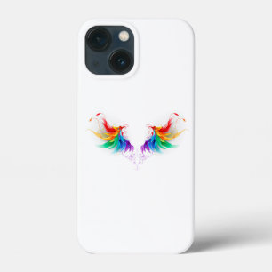 Fluffy Rainbow Wings iPhone 13 Mini Hoesje