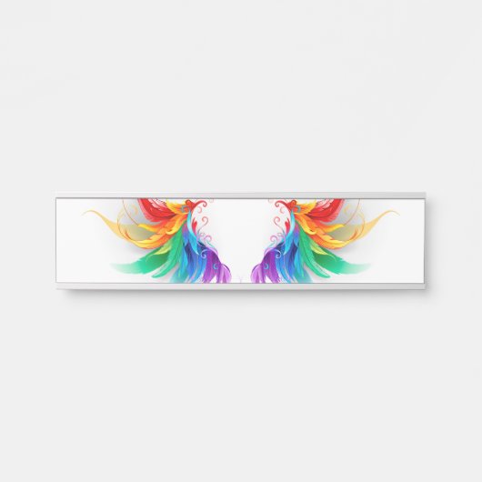 Fluffy Rainbow Wings Deurbordje (Voorkant)
