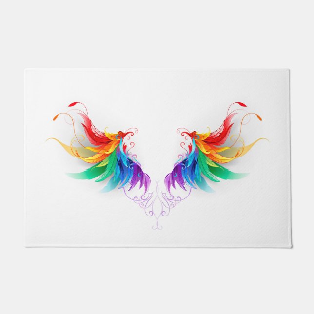 Fluffy Rainbow Wings Deurmat (Voorkant)