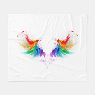 Fluffy Rainbow Wings Fleece Deken