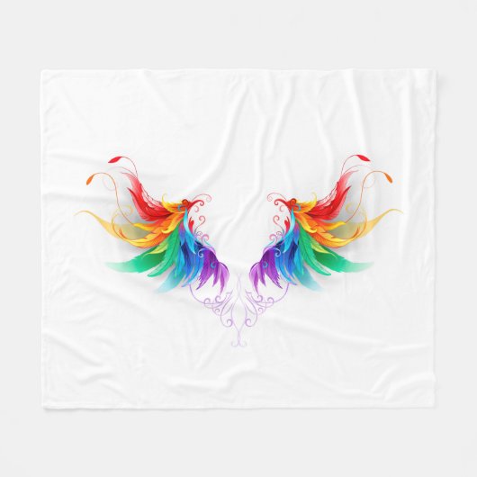 Fluffy Rainbow Wings Fleece Deken (Voorkant (Horizontaal))