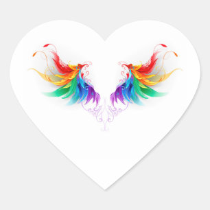 Fluffy Rainbow Wings Hart Sticker