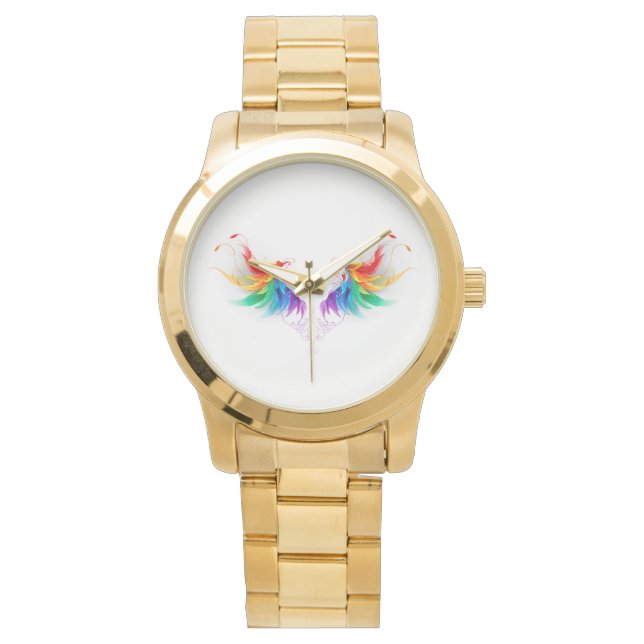 Fluffy Rainbow Wings Horloge (Voorkant)