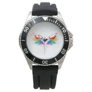 Fluffy Rainbow Wings Horloge