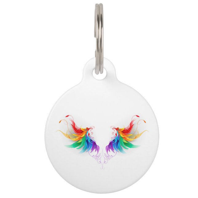 Fluffy Rainbow Wings Huisdierpenning (Voorkant)