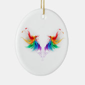 Fluffy Rainbow Wings Keramisch Ornament (Rechts)