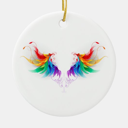 Fluffy Rainbow Wings Keramisch Ornament (Voorkant)