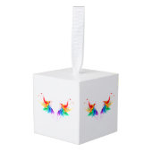 Fluffy Rainbow Wings Kubus Ornament (Voorkant hoekig)