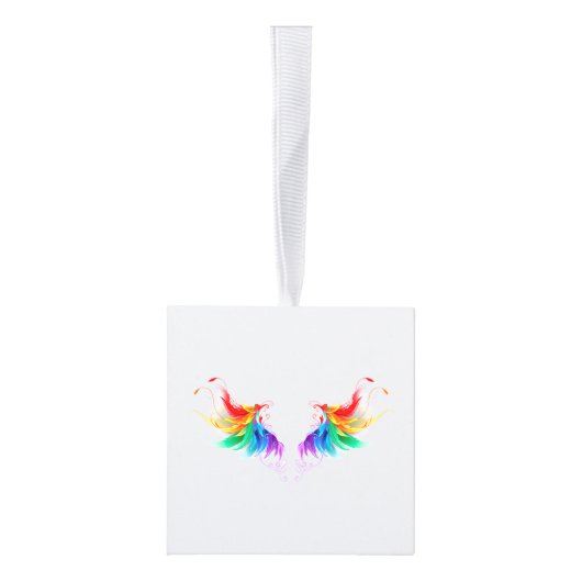 Fluffy Rainbow Wings Kubus Ornament (Rechts)