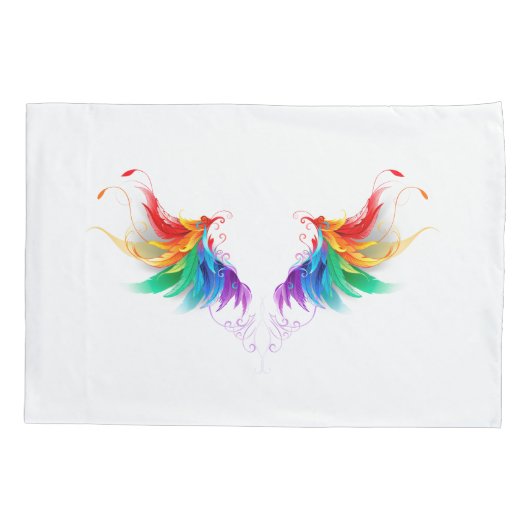 Fluffy Rainbow Wings Kussensloop (Achterkant-Links)