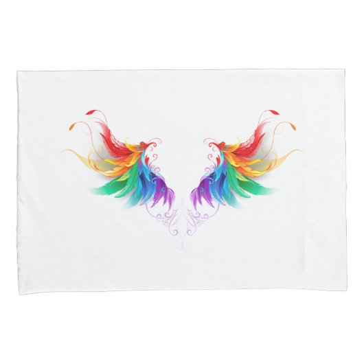 Fluffy Rainbow Wings Kussensloop (Voorkant-Rechts)