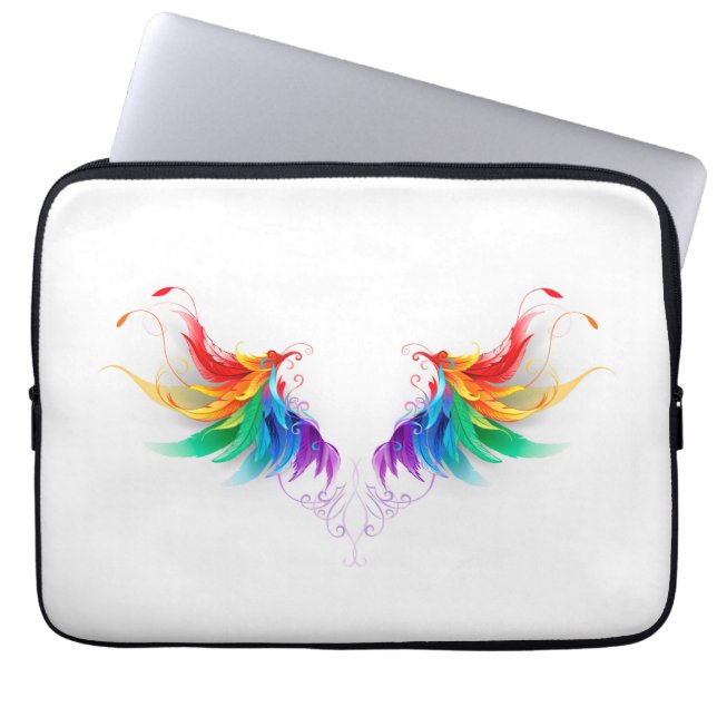 Fluffy Rainbow Wings Laptop Sleeve (Voorkant)