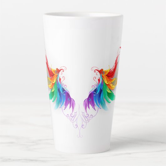 Fluffy Rainbow Wings Latte Mok (Voorkant)