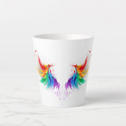 Fluffy Rainbow Wings Latte Mok (Voorkant)