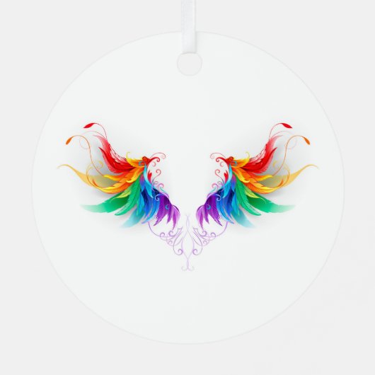 Fluffy Rainbow Wings Metalen Ornament (Achterkant)