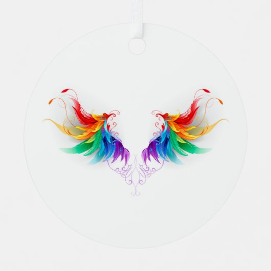Fluffy Rainbow Wings Metalen Ornament (Voorkant)