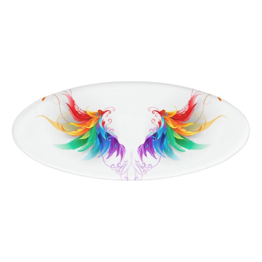 Fluffy Rainbow Wings Naambadge (Voorkant)
